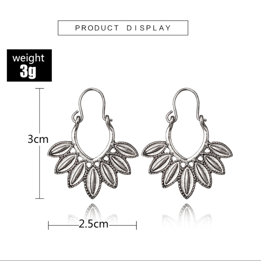 Any 2/$20! Silver Boho Fanned Ear Wire Earrings - Picture 4 of 6